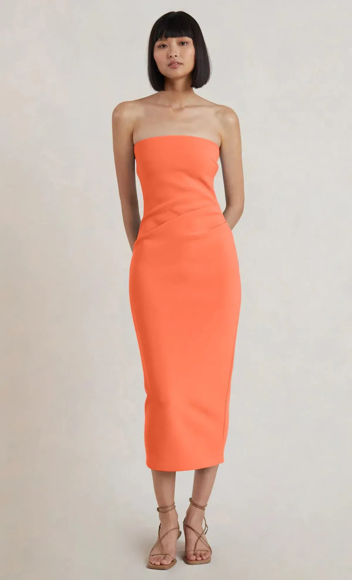 Bec & Bridge Karina Strapless Midi Dress Orange Size 10 - Image 1