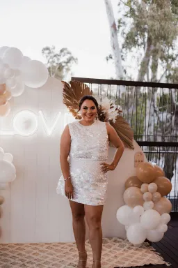 Aje Cherie Sequin Mini Skirt White Size 16 for rent on The Volte - image 2