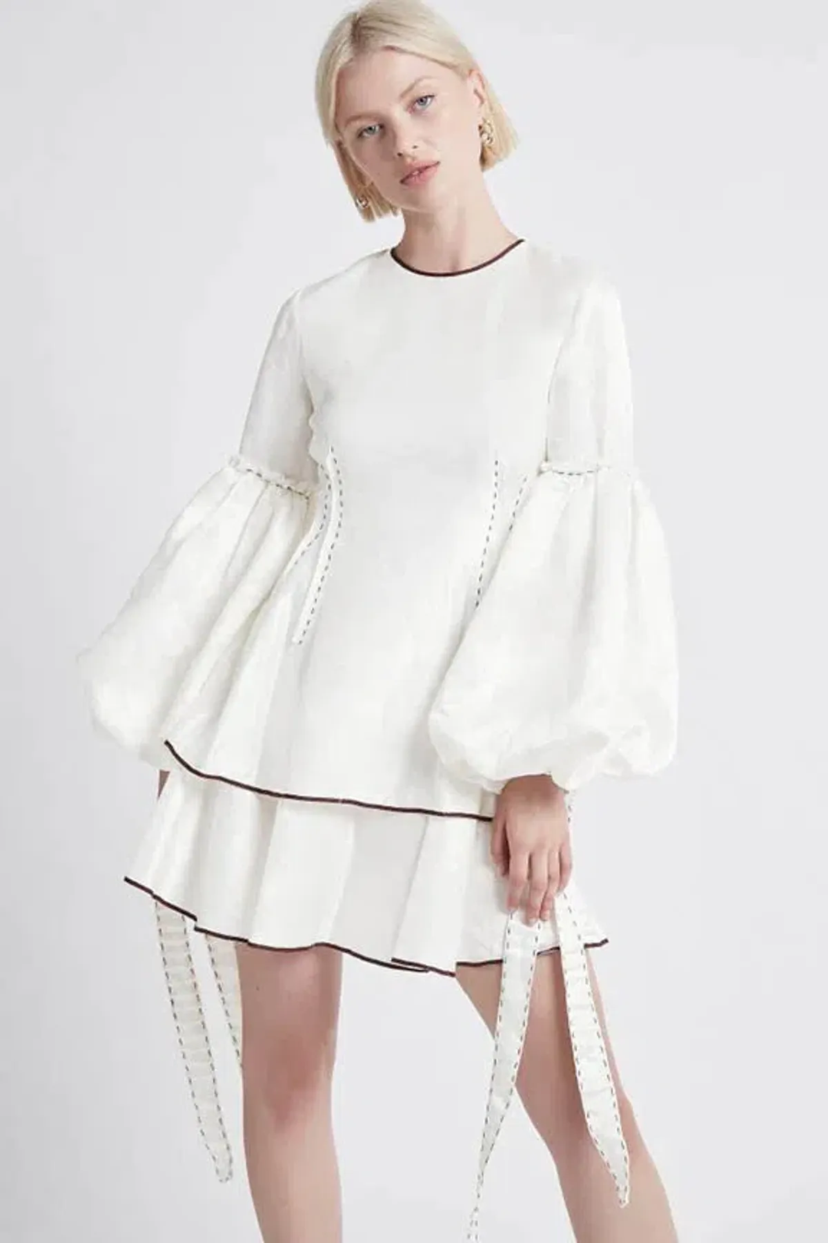 AJE Gracious Tiered Mini Dress Ivory Size 8  - Image 1