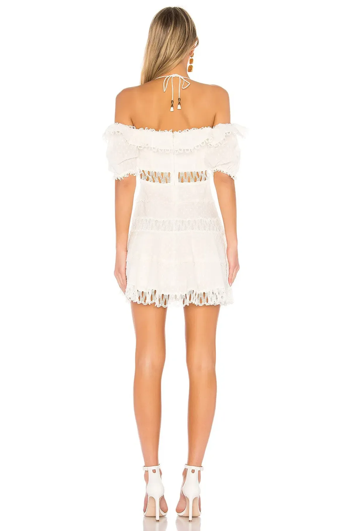 Zimmermann Melody Off Shoulder Mini Dress in Ivory Size 0 / AU 8 - Image 3
