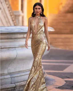 Alamour Nicola Gown Gold Sequin Size 8 for rent on The Volte - image 7