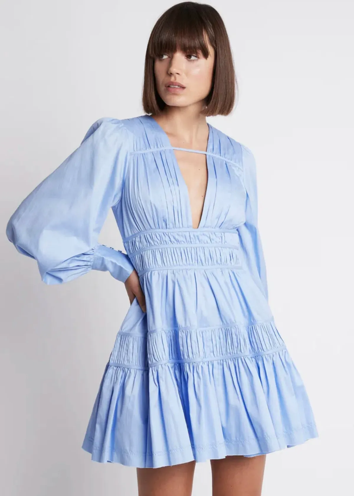 Aje Fallingwater Gathered Mini Dress in Blue Size AU 6 - Image 2