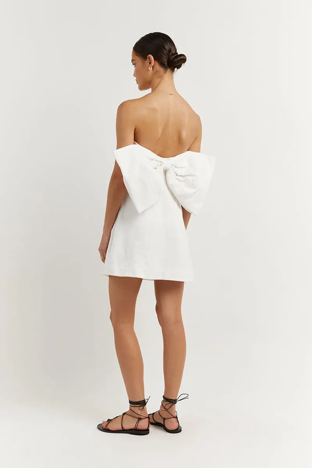 DISSH Aisle White Linen Back Bow Dress White Size 8 - Image 2
