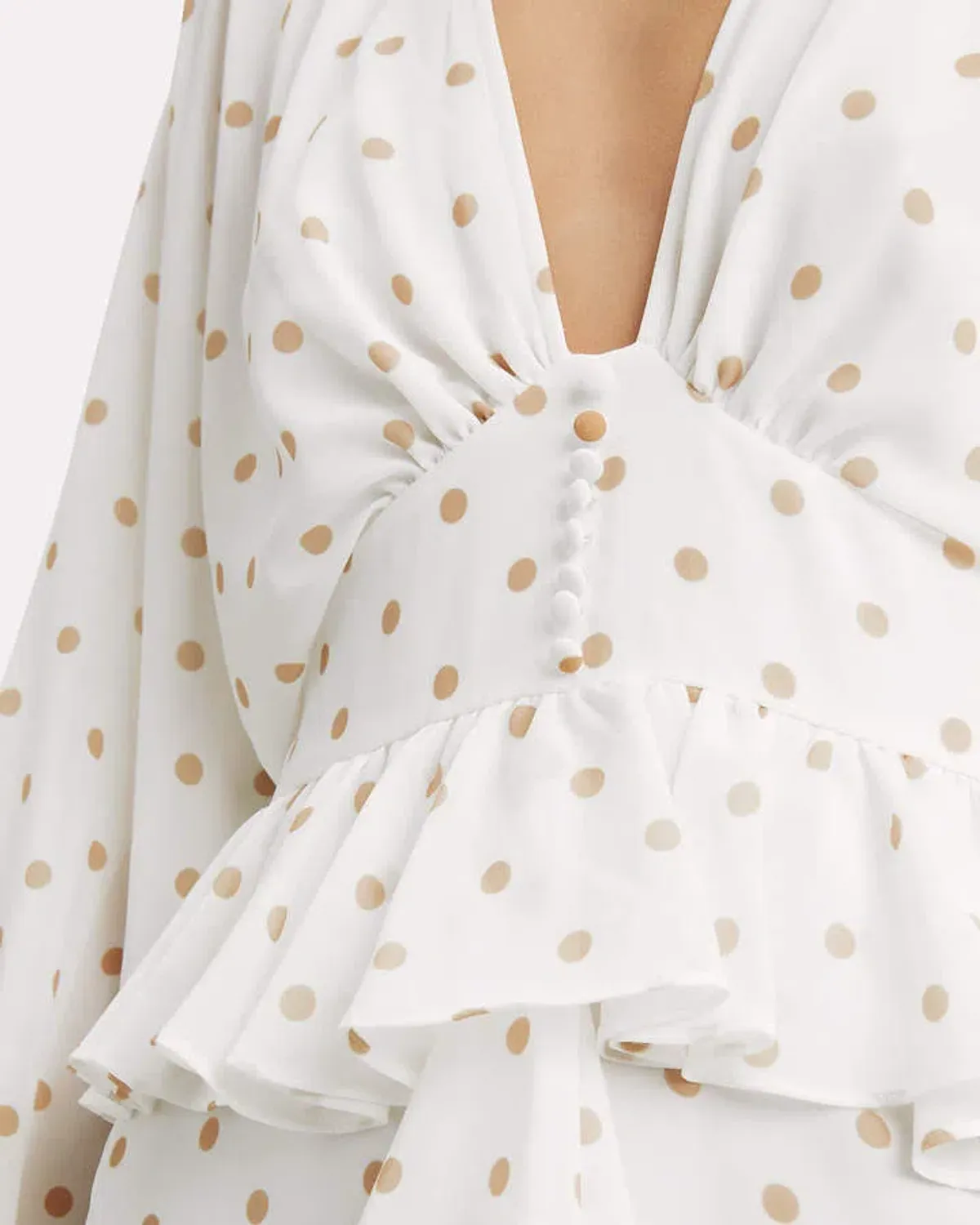 Shona Joy Polka Dot Ruffle Mini Dress White Size 10 - Image 3