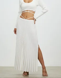 Christopher Esber Pleated Knit Tie Skirt White Size 10 for rent on The Volte - image 2