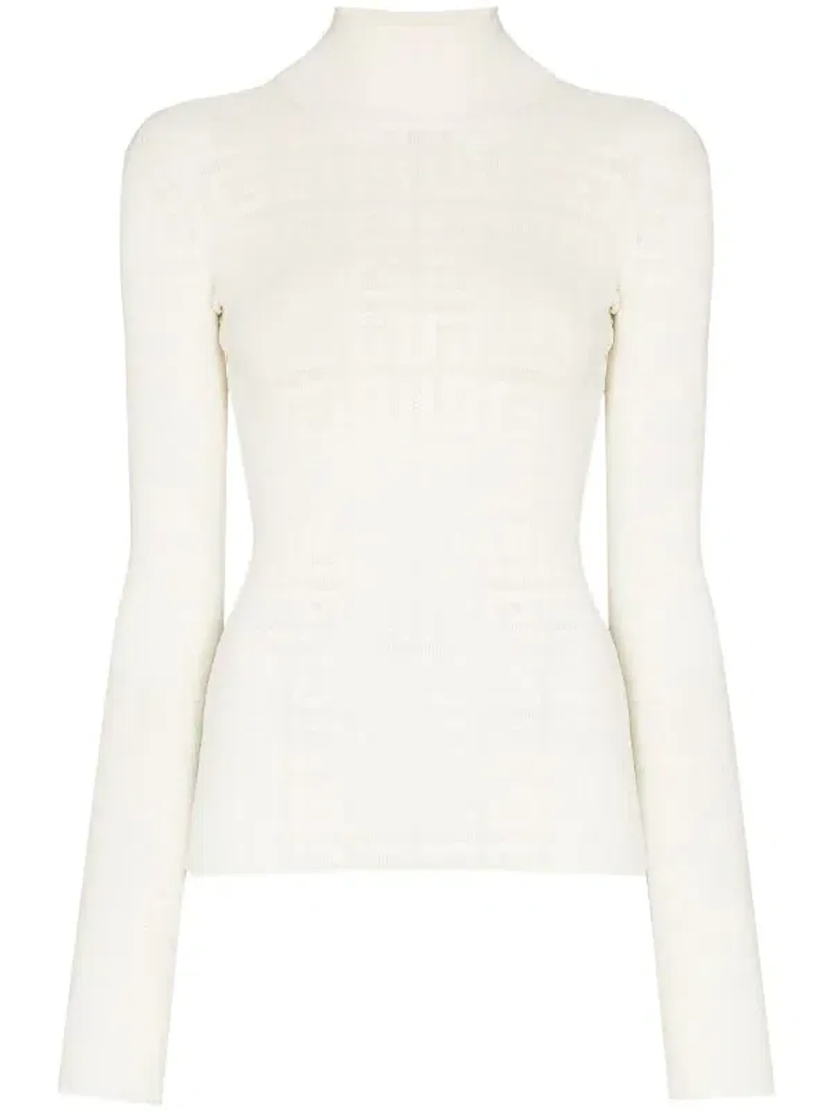 Givenchy  Long Sleeve Jacquard Knit Top White Size 10 - Image 2
