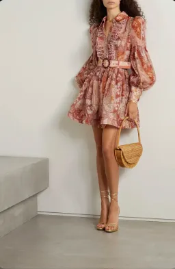 Zimmermann The Kaleidoscope Tuxedo Frill Mini in Red Swirl Floral Size 0P/Au 6 for rent on The Volte - image 1