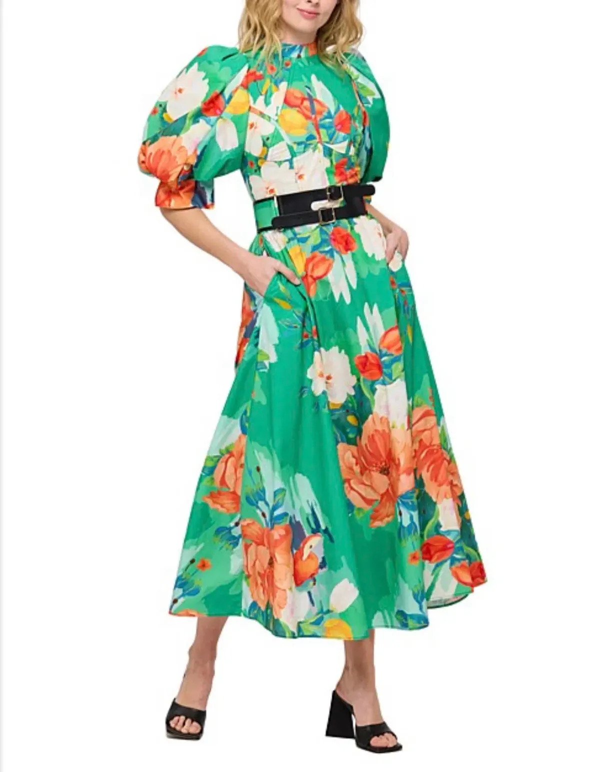 Leo & Lin Florescence Midi Dress Floral Print Size 10 - Image 1