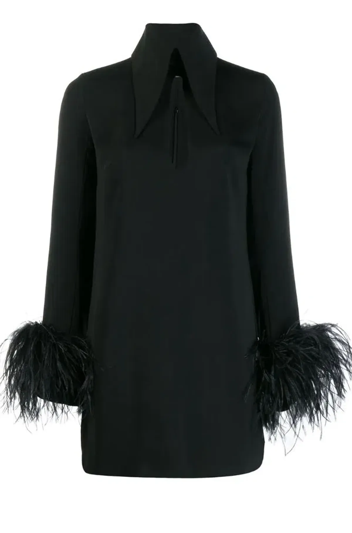 16Arlington Michelle Feather Trim Mini Dress Black Size 8 - Image 4