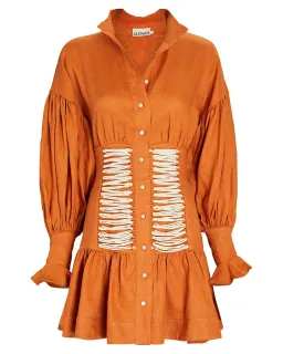 Alemais Holly Linen Lace-Front Mini Dress Orange Size 8 for rent on The Volte - image 3