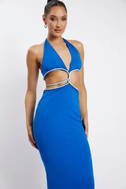 Meshki Nicha Diamante Cut Out Midi Dress Cobalt Blue Size 8 for rent on The Volte - image 2
