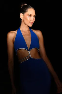Meshki Nicha Diamante Cut Out Midi Dress Cobalt Blue Size 8 for rent on The Volte - image 3