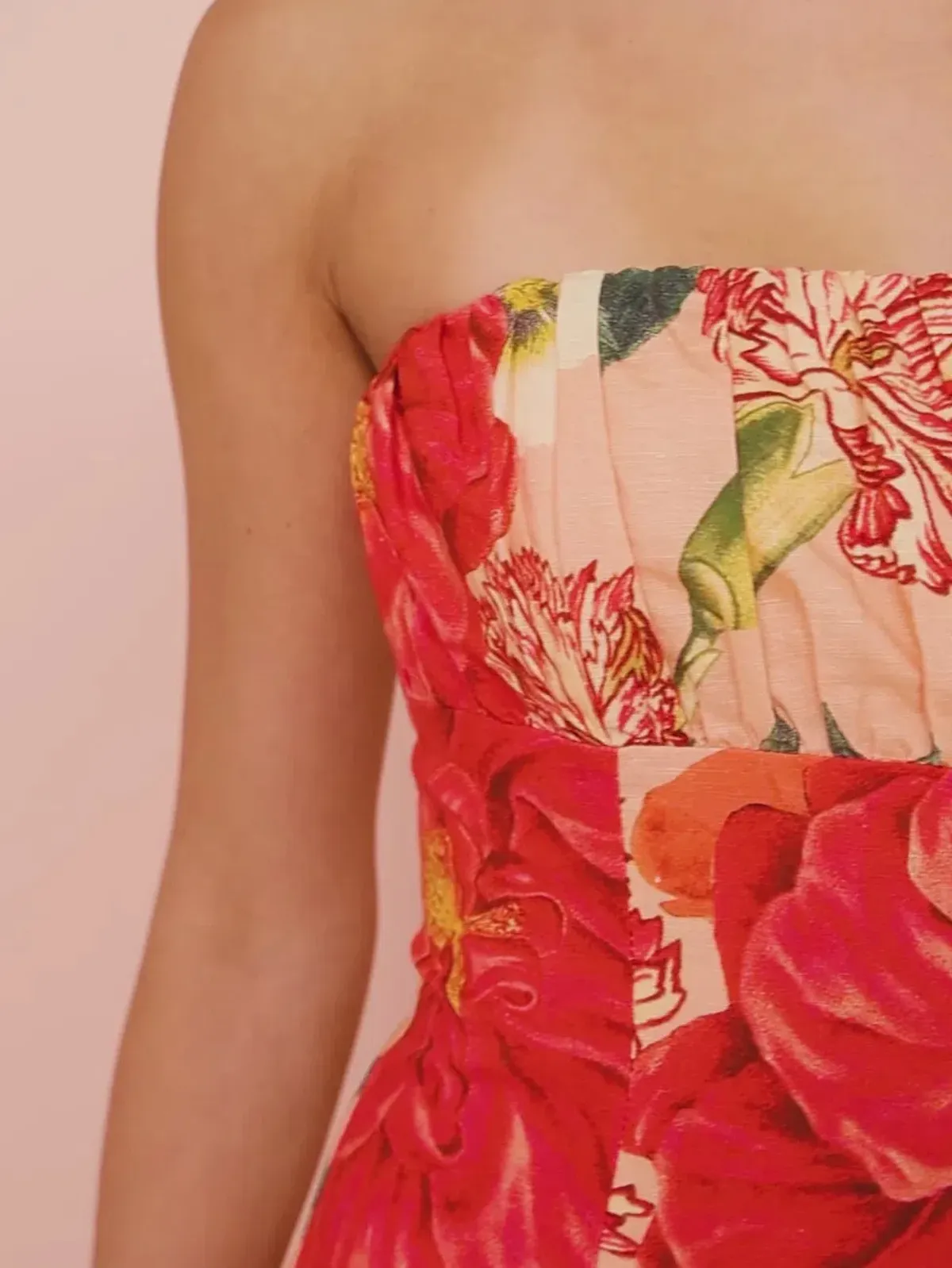 By Nicola Viva Strapless Maxi Dress In Raspberry Punch Floral - Size 8 - Image 2