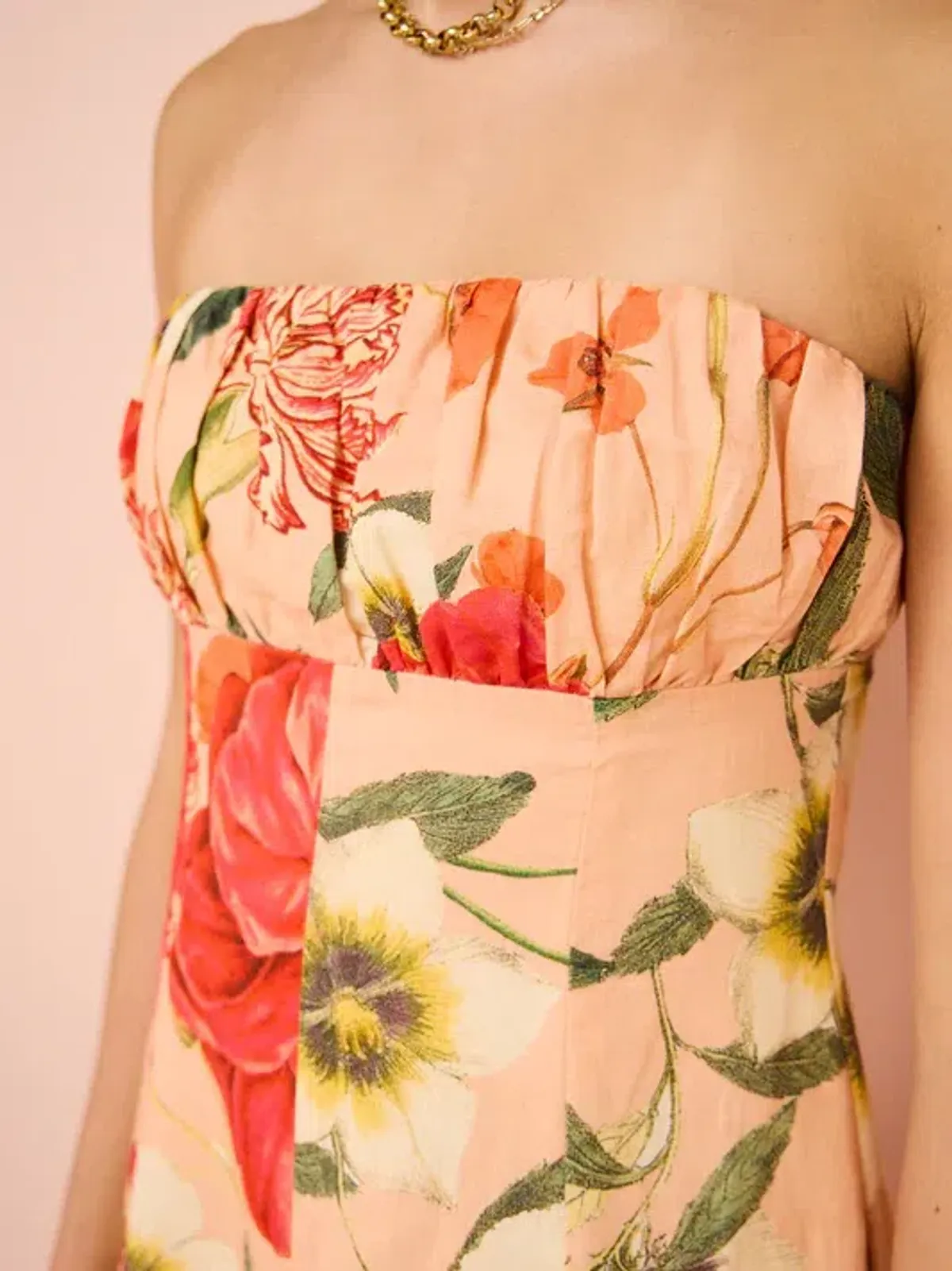 By Nicola Viva Strapless Maxi Dress In Raspberry Punch Floral - Size 8 - Image 3