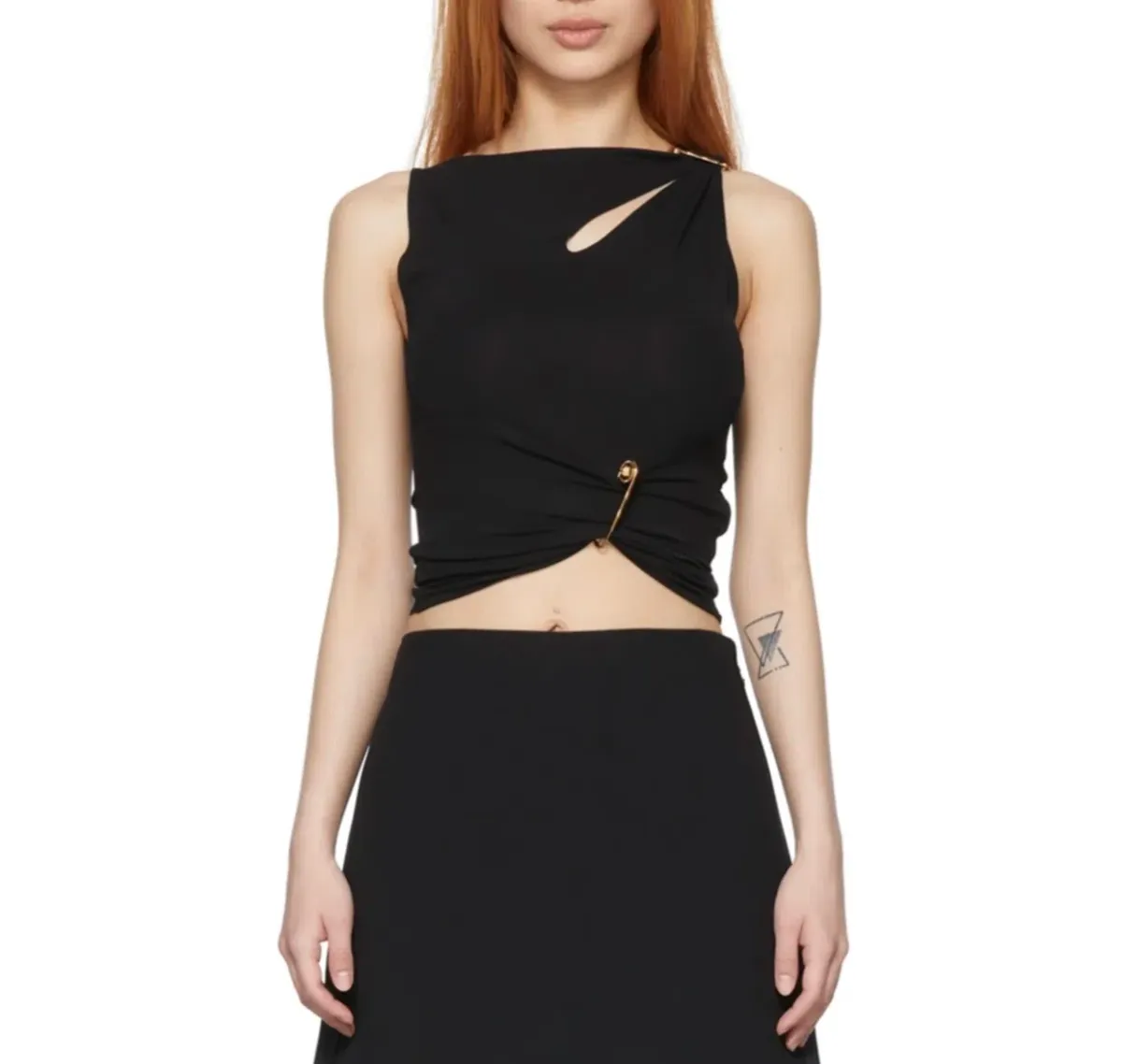 Versace Synthetic Safety Pin Tank Top Black Size 6 - Image 1