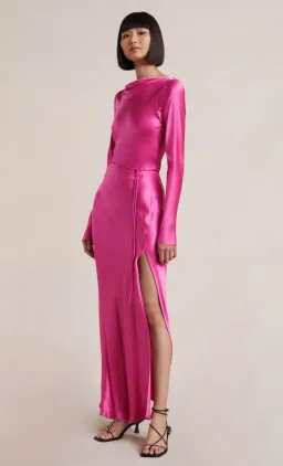 Bec & Bridge Moon Dance Long Sleeve Maxi Dress Deep Pink Size 8  for rent on The Volte - image 2