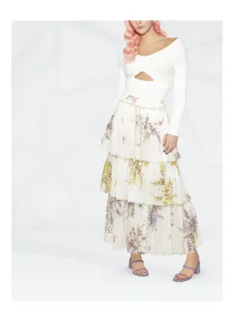 Zimmerman Jude Tiered Midi Skirt White Floral Size 2/ AU 12 for rent on The Volte - image 3