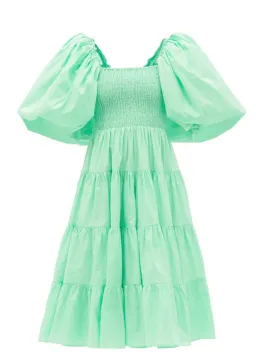 Aje Cherished Puff Sleeve Midi Dress Mint Green Size 8 for rent on The Volte - image 4