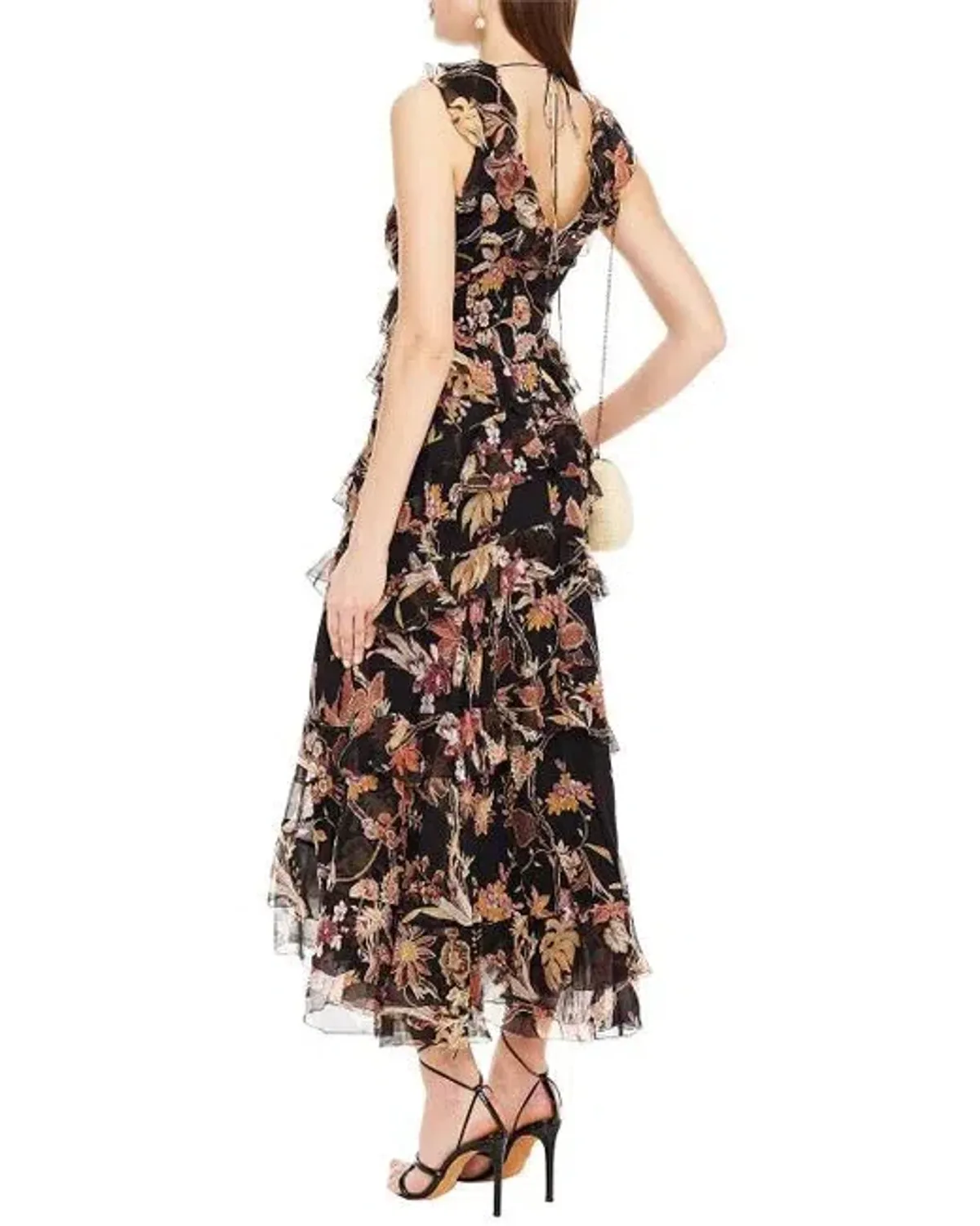Zimmermann Wavelength Ruffled Silk Georgette Midi Dress Floral Print Size 0 / Au 8 - Image 2