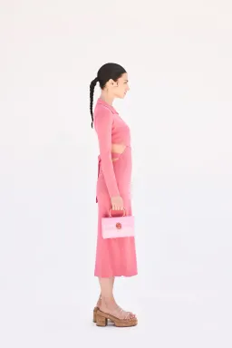 Cult Gaia Cristina Ribbed Knit Midi Dress Pink Size S / Au 8 for rent on The Volte - image 2