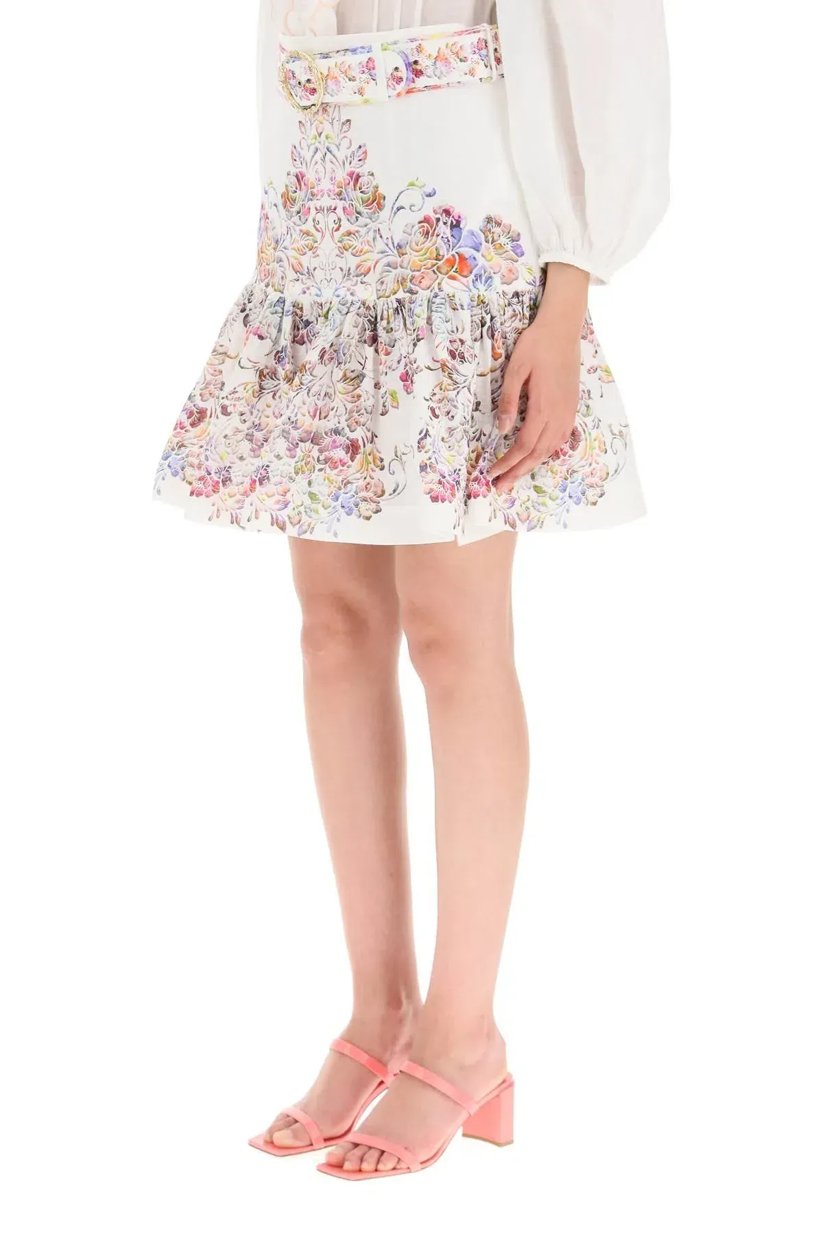 Zimmermann Prima Flip Linen Mini Skirt Floral Size 0P / Au 6P - Image 3