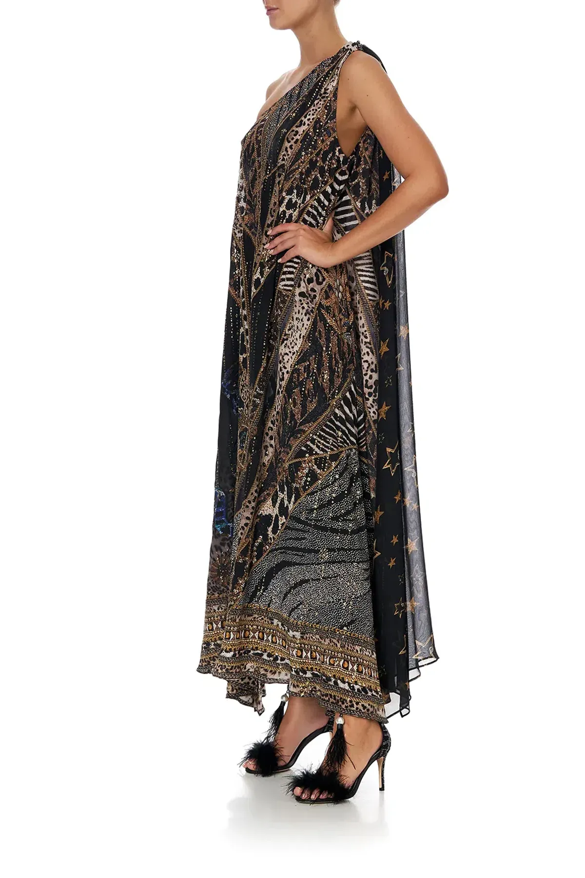 Camilla One Shoulder Long Dress Lady Stardust Print Size 8 - Image 2