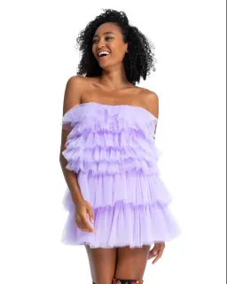 Dyspnea Powermuff Mini Dress Lilac Size 8  for rent on The Volte - image 1