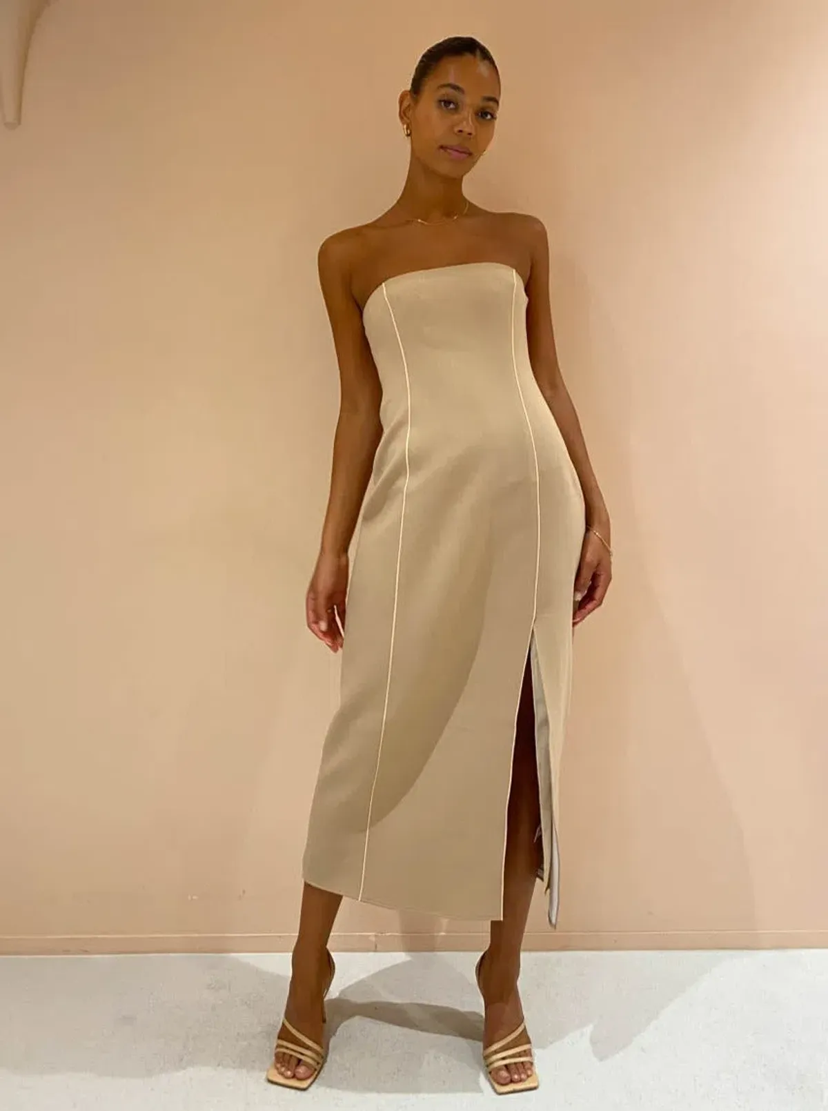 Sir The Label Monte Strapless Dress in Tan Size 2 - Image 1