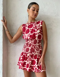 Sir the Label Cinta Open Back Dress Valentina Floral Red Size 1 / AU 8 for rent on The Volte - image 3