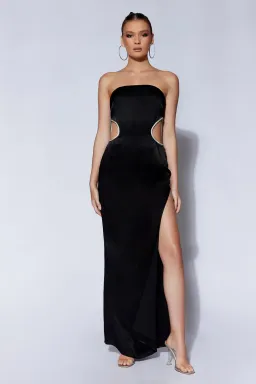 Meshki Lawry Diamante Cut Out Maxi Dress Black Size XXS / Au 4 for rent on The Volte - image 1