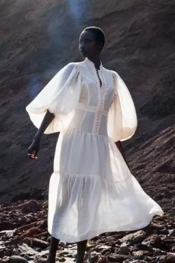 Shona Joy Charlotte High Neck Midi Dress Ecru Size 6 for rent on The Volte - image 2