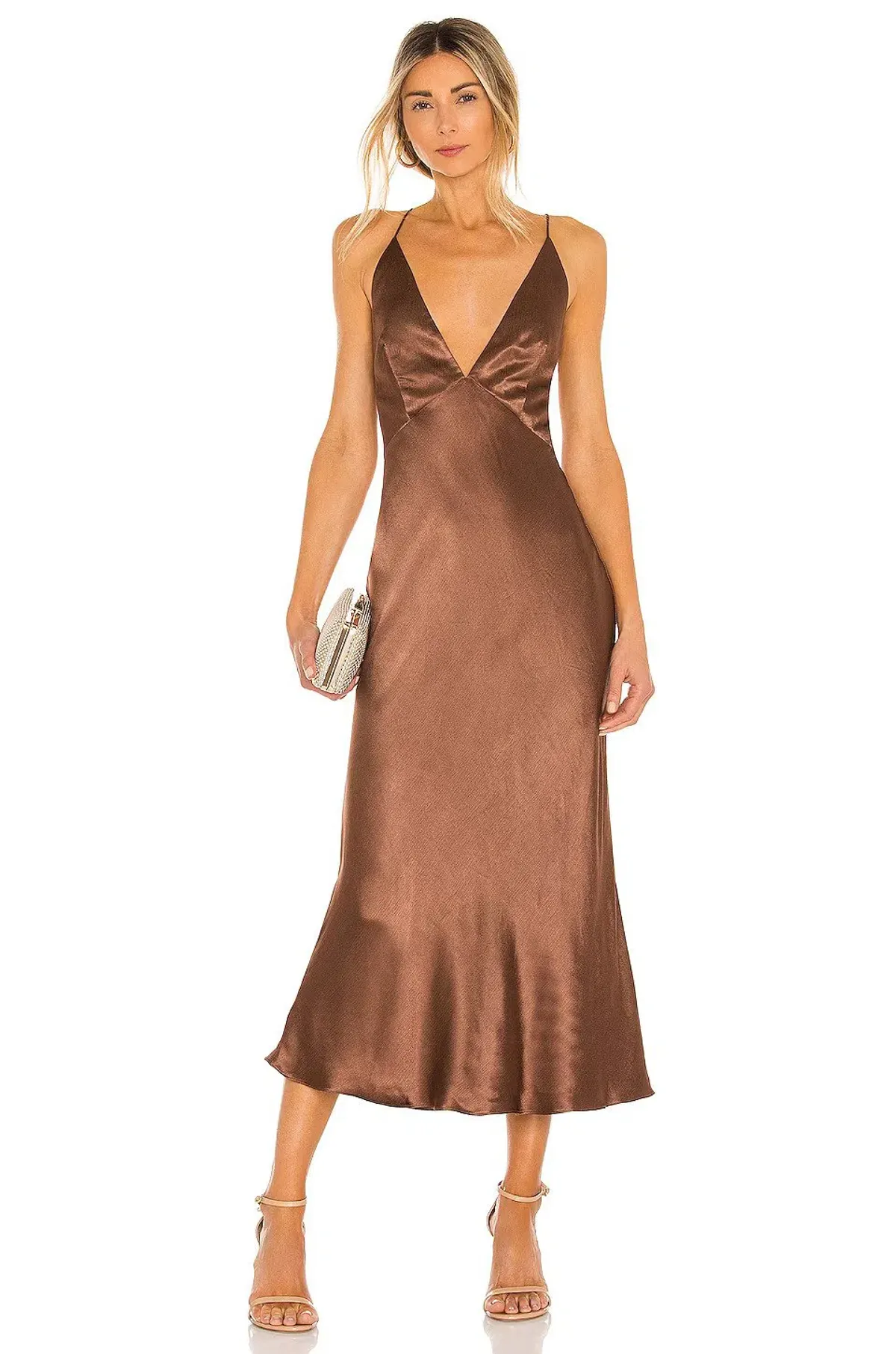 Bec & Bridge Valentina V Midi Dress Brown Size 6 - Image 2