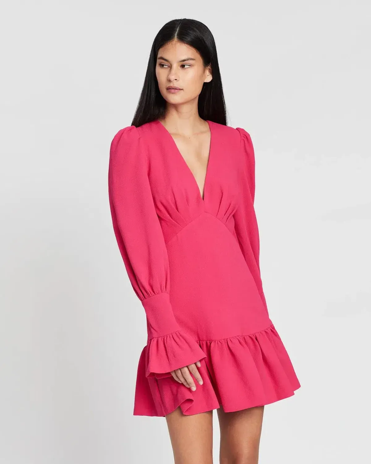 By Johnny Anna V Tulip Sleeve Mini Dress Pink Size 8 - Image 1