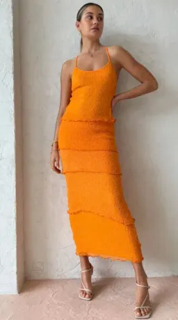 Ambra Madalena Greta Frill Gown Orange Size 10 for rent on The Volte - image 4