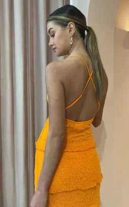 Ambra Madalena Greta Frill Gown Orange Size 10 for rent on The Volte - image 5