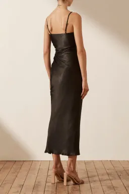 Shona Joy Thalia Bias Ruched Midi Dress Black Size 8 for rent on The Volte - image 2