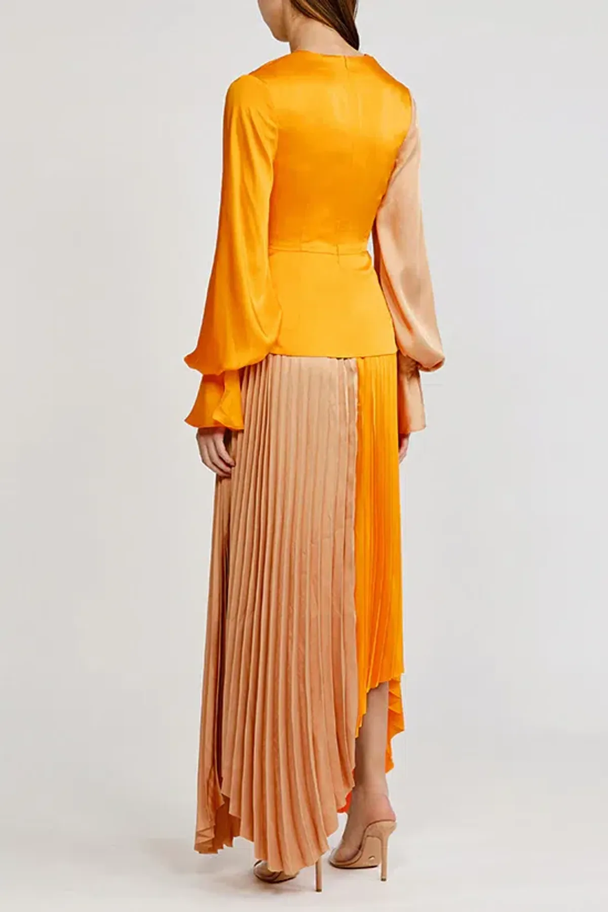 Acler Empire Dress Orange/Nude Size 8 - Image 2