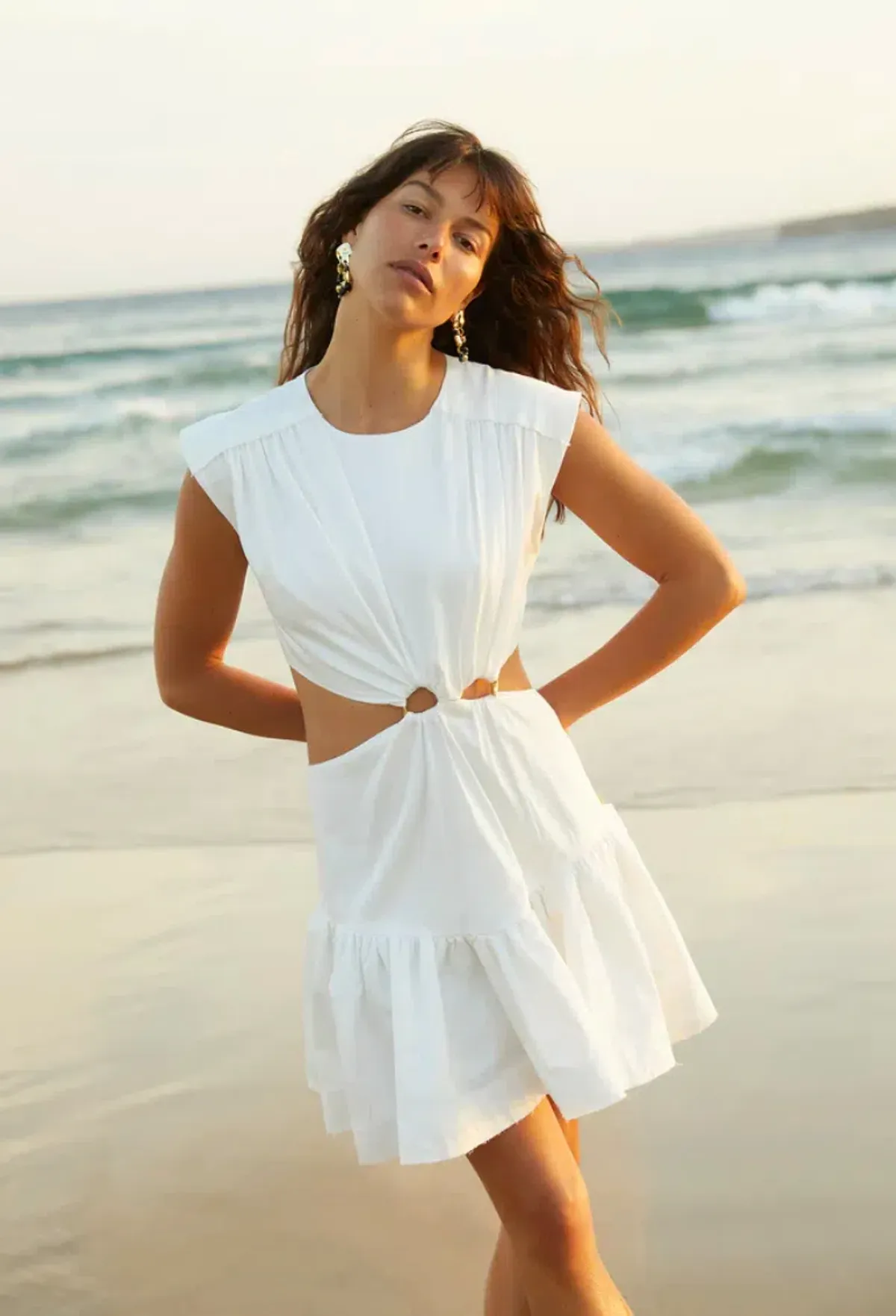 AJE Solstice Cut Out Ring Mini Dress White Size 10 - Image 3