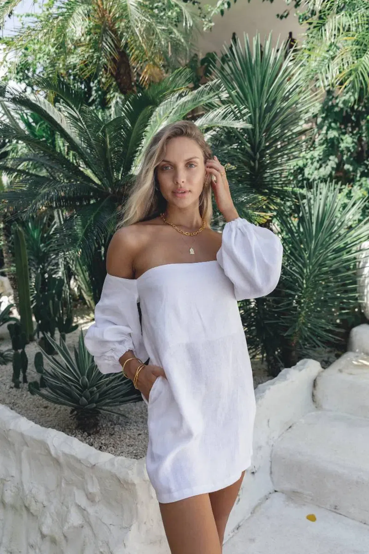 Maurie and Eve Acme Off Shoulder Dress White Size 10 - Image 3