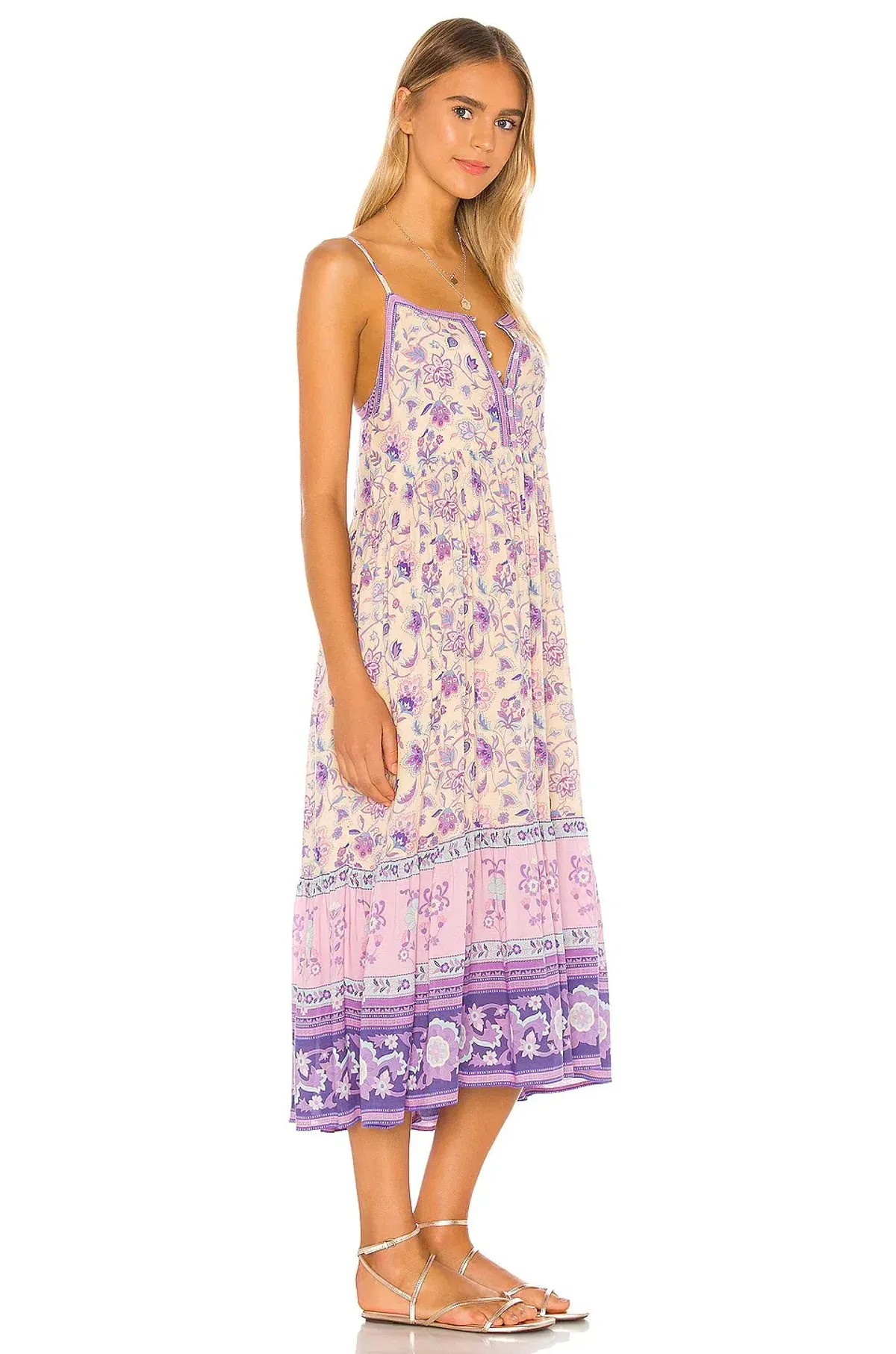 Spell X REVOLVE Portobello Road Strappy Midi Dress Lavender Print Size M/ Au 10 - Image 2