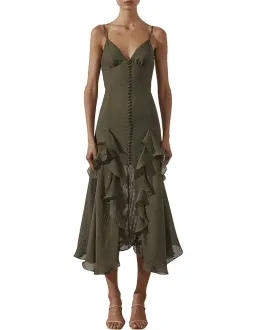 Shona Joy Charlotte Contour Cocktail Midi Dress Green Size 6  for rent on The Volte - image 2