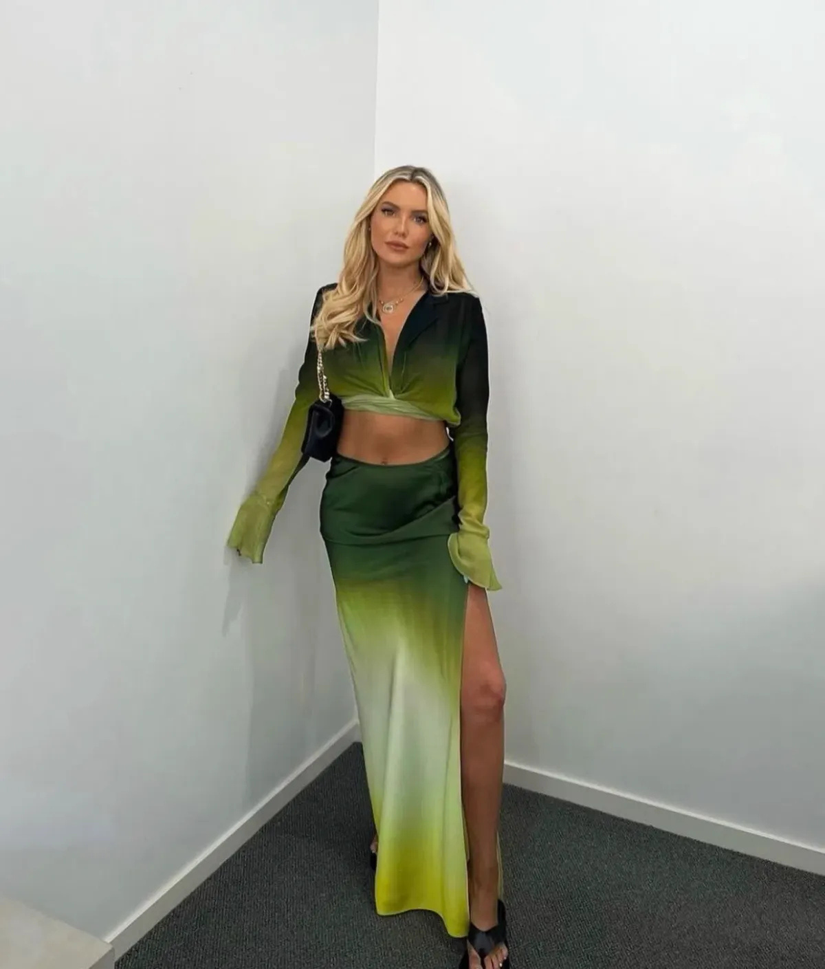 Rat & Boa Cypress Shirt and Skirt Set Dip-dyed Green Size XS/S - Image 2