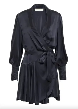 Zimmermann Silk Wrap Mini Dress Ink Navy Size 0 / AU 8  for rent on The Volte - image 4