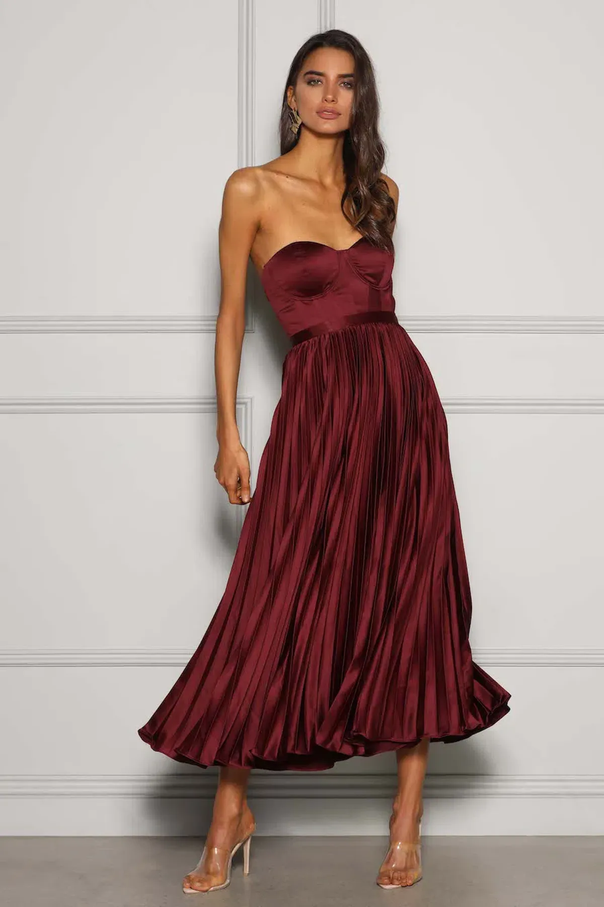 Elle Zeitoune Milan Midi Dress Wine Size 6 - Image 1