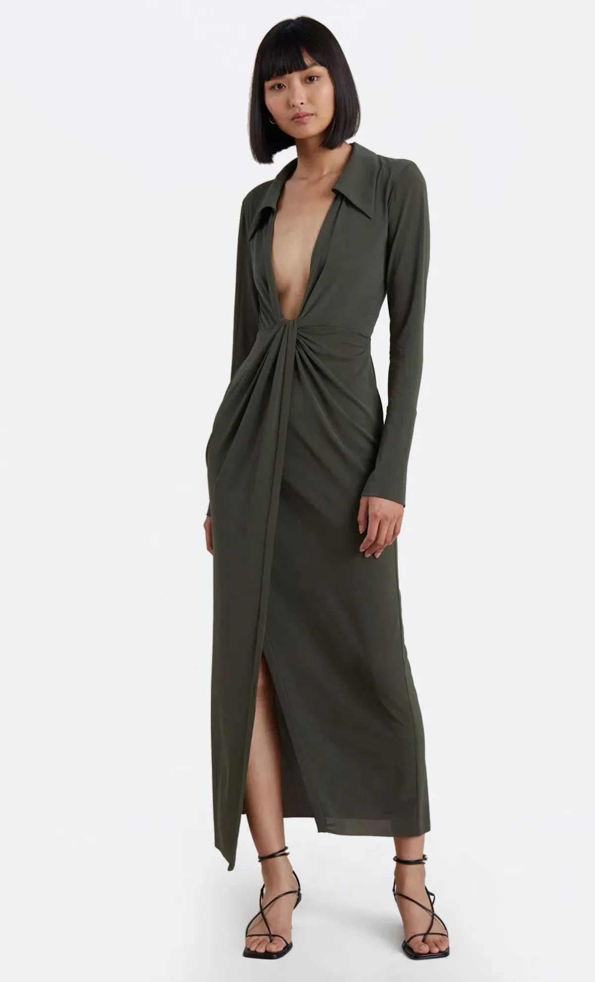 Bec & Bridge Evoke Long Sleeve Maxi Dress Khaki Green Size 6 / XS - Image 1