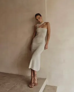 Dissh Adalyn Asym Midi Dress Stone Size 10 / M for rent on The Volte - image 3