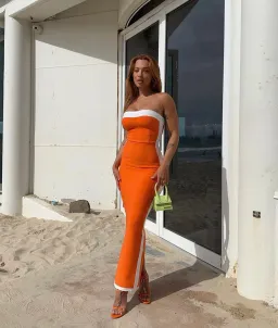 Bianca and Bridgett Ashley Midi Dress Orange Size 6 for rent on The Volte - image 4