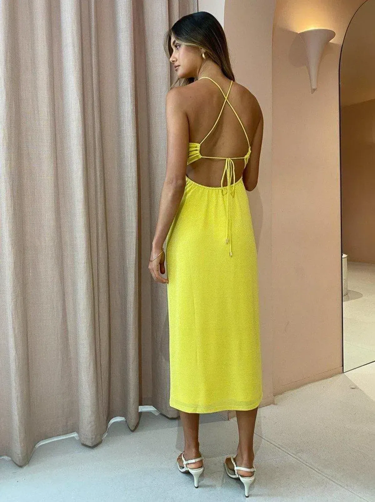 Suboo Asha Splice Slip Dress in Lemon Yellow Size XS/ AU 6 - Image 4