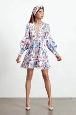 Elliatt Dolce Long Sleeve Mini Dress Floral Size M/ AU10 for rent on The Volte - image 1