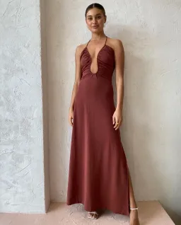 Sonya Moda Knitted Keyhole Dress in Spice Brown Size  6 for rent on The Volte - image 1